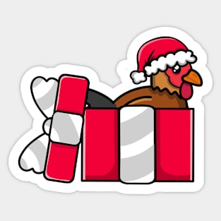 Cute New Hampshire Chicken in Christmas Gift Sticker